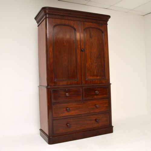 Antique Victorian Mahogany Linen Press

