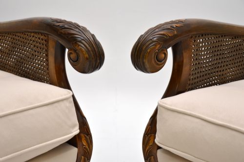 fig 1. Pair of Antique Swedish Satin Birch Bergere Armchairs