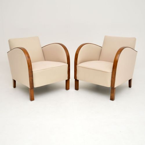 Pair of Art Deco Swedish Satin Birch Armchairs