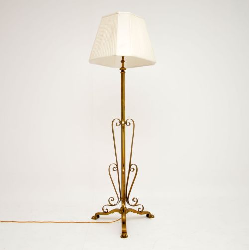 Antique Brass Rise & Fall Floor Lamp Stand
