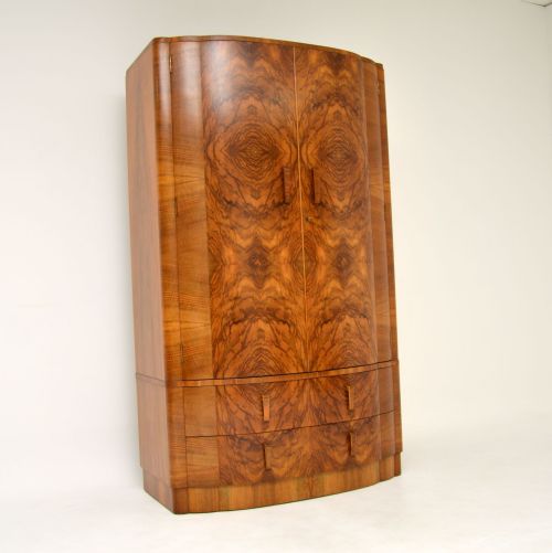 1930’S Art Deco Figured Walnut Wardrobe