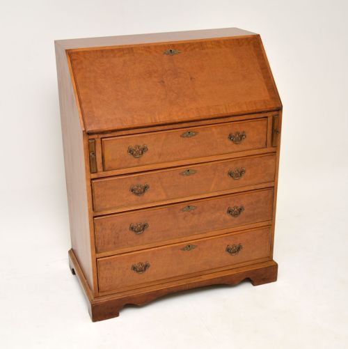 Antique Georgian Style Burr Walnut Writing Bureau