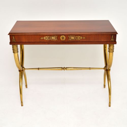 fig 1. Antique Neoclassical Walnut & Brass Side Table