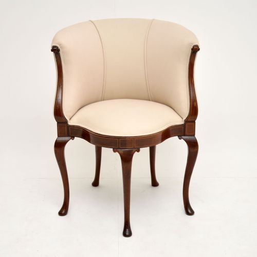 Antique Edwardian Inlaid Mahogany Tub Chair
