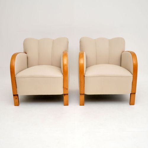 fig 1. Pair of Swedish Art Deco Satin Birch Armchairs