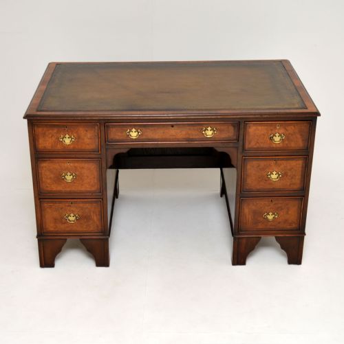 fig 1. Antique Burr Walnut Leather Top Desk
