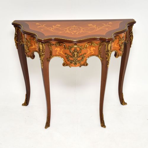 Antique French Ormolu Mounted Inlaid Console Table