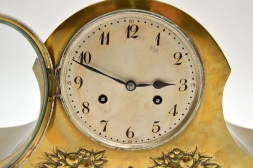 fig 1. Antique Brass Napoleon Hat Mantel Clock by Junghans