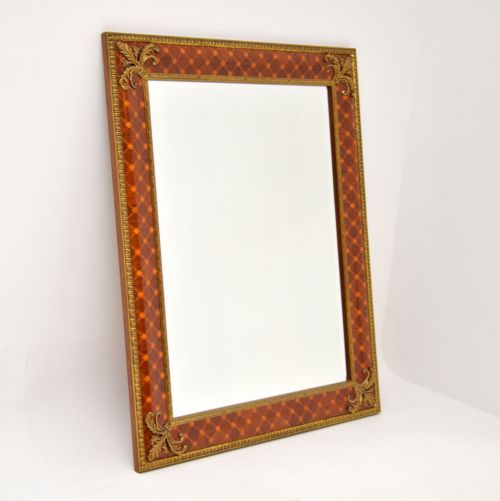 Antique French Neo-classical Walnut & Satinwood Mirror