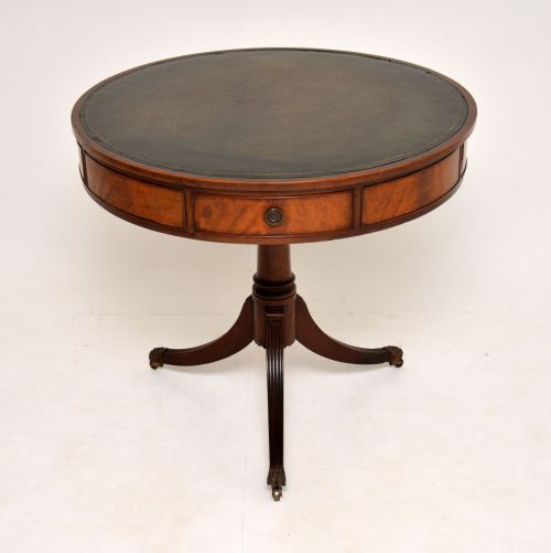 Antique Regency Style Mahogany & Leather Drum Table