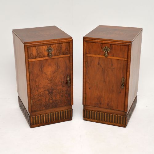 Pair of Art Deco Burr Walnut Bedside Cabinets