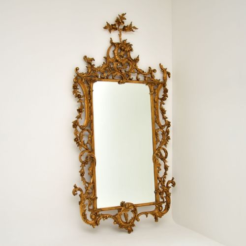 fig 1. Pair of Large Antique Chippendale Style Gilt Wood Mirrors
