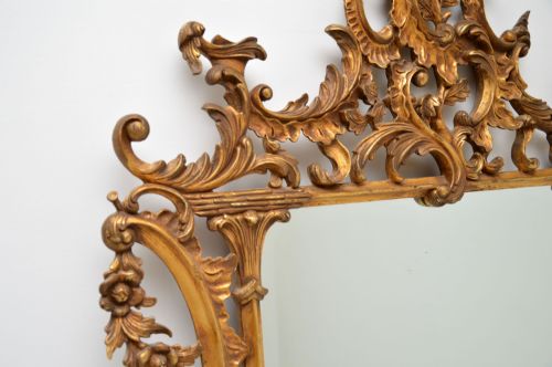 fig 2. Pair of Large Antique Chippendale Style Gilt Wood Mirrors

