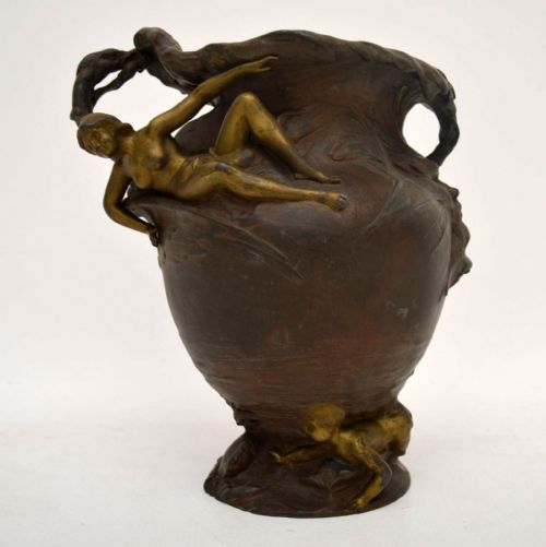 French Antique Art Nouveau Bronze Urn