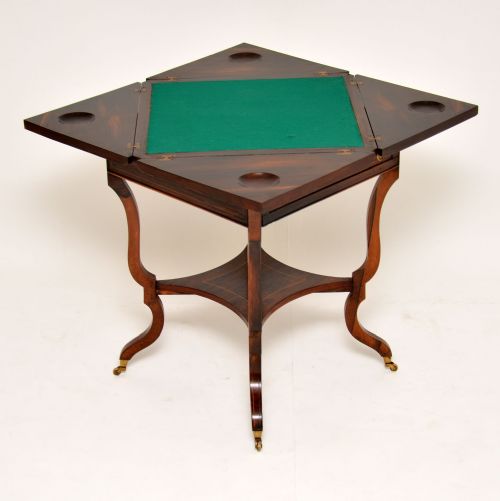 fig 1. Antique Victorian Inlaid Rosewood Envelope Card Table