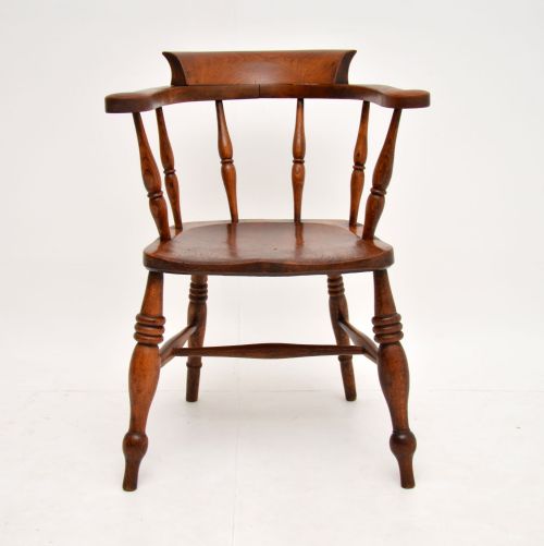 fig 1. Antique Victorian Solid Elm Windsor Chair