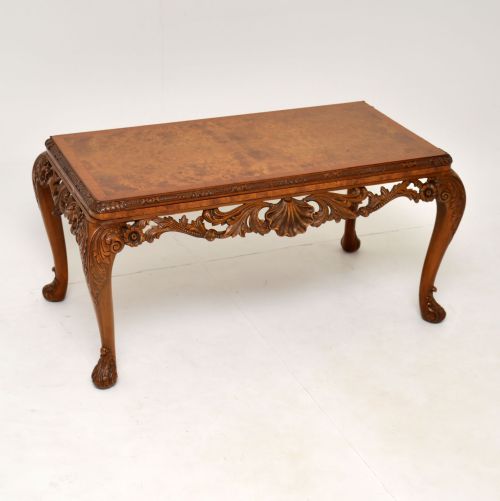 Antique Burr Walnut Queen Anne Style Coffee Table