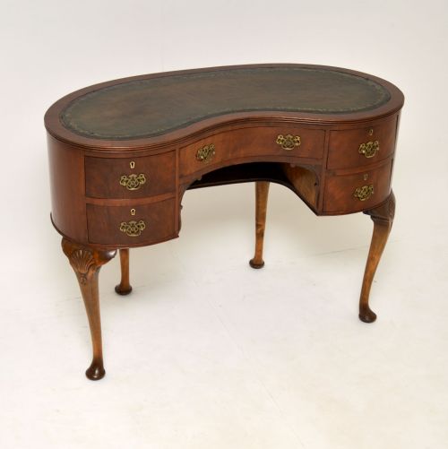 Antique Mahogany Leather Top Kidney Shaped Desk
