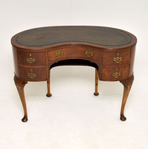 fig 1. Antique Mahogany Leather Top Kidney Shaped Desk

