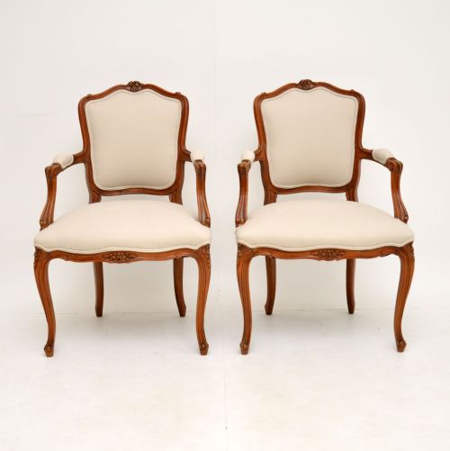 fig 1. Pair of Antique French Walnut Salon Chairs
