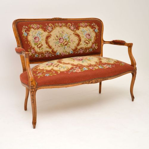 Antique French Needlepoint Salon Two Seater Sofa