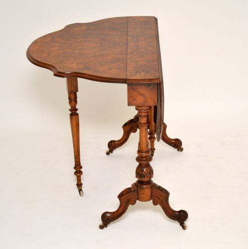 fig 1. Antique Burr Walnut Drop Leaf Sutherland Table