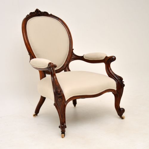 Antique Victorian Carved Rosewood Armchair
