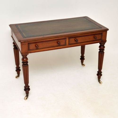 Antique Victorian Mahogany Leather Top Writing Table