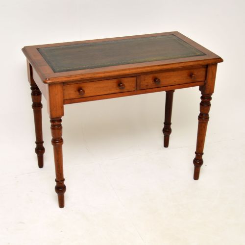 Antique Victorian Walnut Leather Top Writing Table