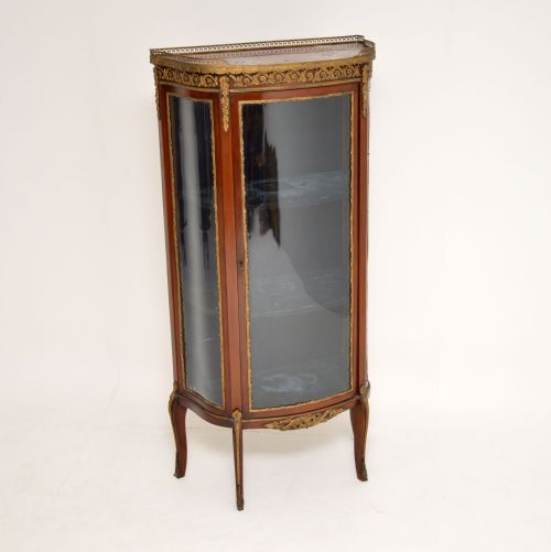 Antique French Mahogany & Marble Display Cabinet Vitrine
