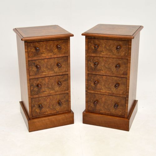 Pair of Antique Victorian Burr Walnut Bedside Chests
