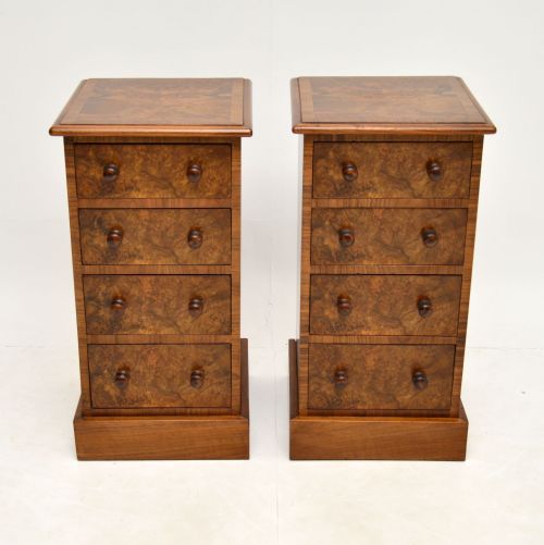 fig 1. Pair of Antique Victorian Burr Walnut Bedside Chests
