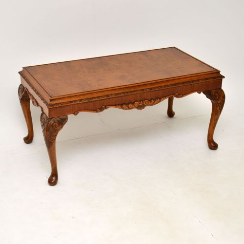 Antique Queen Anne Style Burr Walnut Coffee Table
