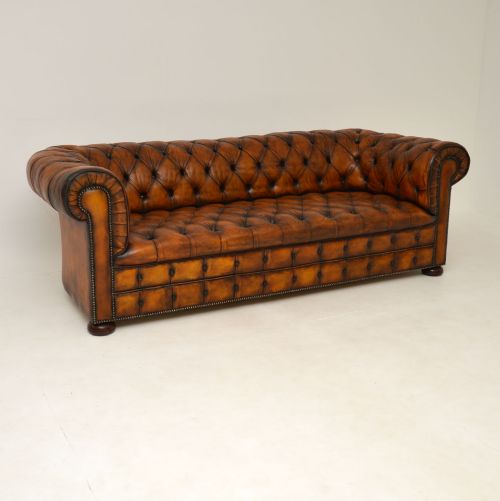 Antique Deep Buttoned Leather Chesterfield Sofa
