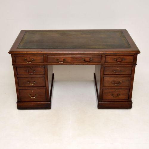 fig 1. Antique Victorian Mahogany Pedestal Desk
