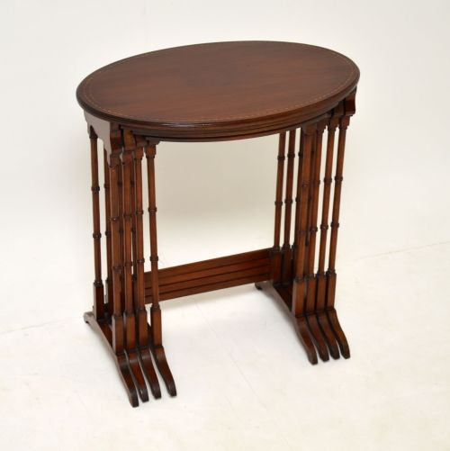 Antique Edwardian Inlaid Mahogany Nest of 4 Tables
