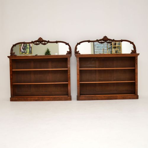 fig 2. Pair of Antique Victorian Burr Walnut Bookcases