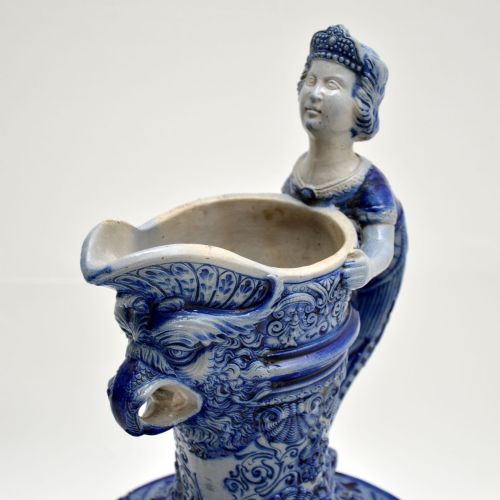 fig 1. Antique 19th Century German Westerwald Stoneware Ewer
