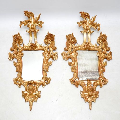 Pair of Antique French Gilt Wood Mirrors
