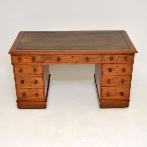 fig 1. Antique Victorian Mahogany Leather Top Pedestal Desk