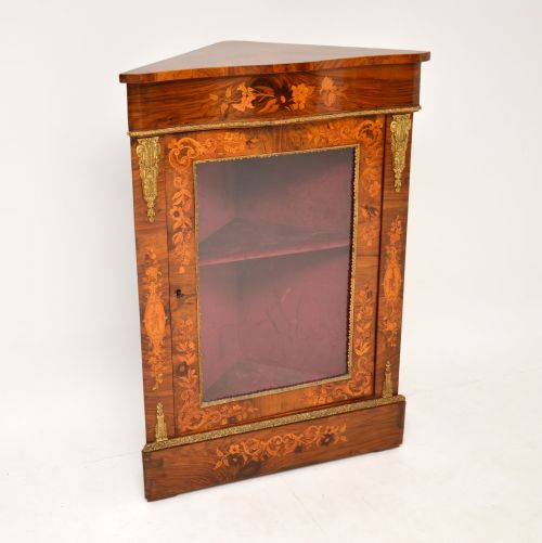 fig 1. Antique Victorian Inlaid Walnut Corner Cabinet
