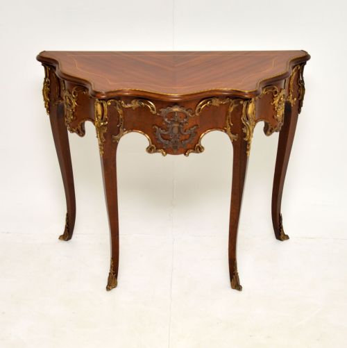 Antique French Inlaid Ormolu Mounted Console Table
