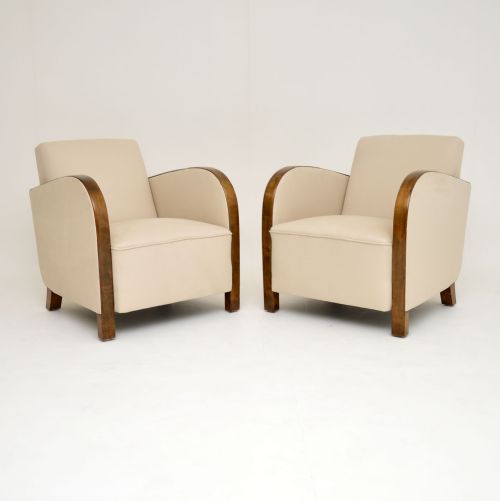 Pair of Swedish Art Deco Satin Birch Armchairs