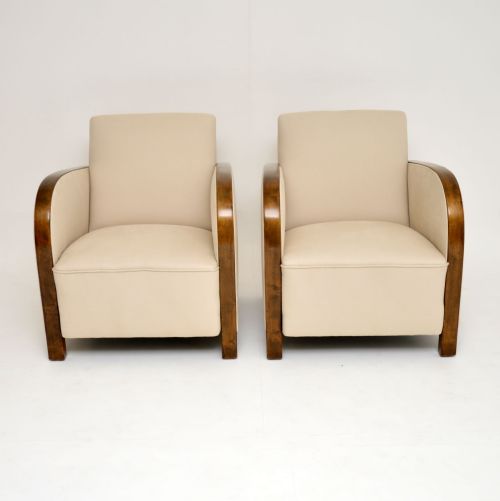 fig 1. Pair of Swedish Art Deco Satin Birch Armchairs