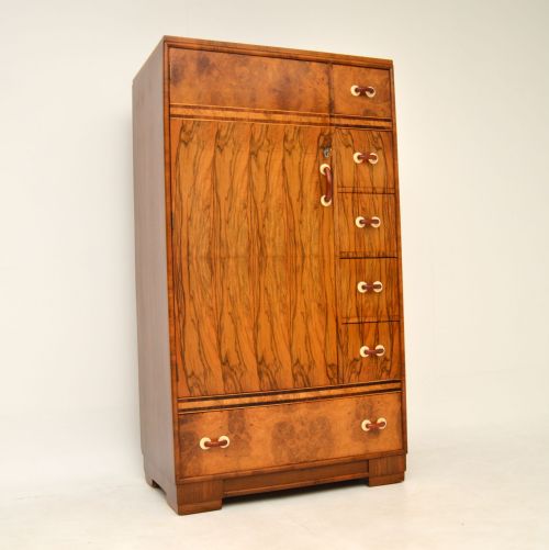 1930’S Art Deco Figured Walnut Compactum Wardrobe