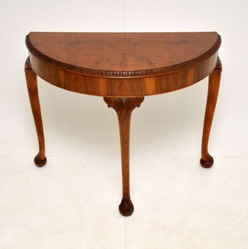 Antique Queen Anne Style Burr Walnut Console Table