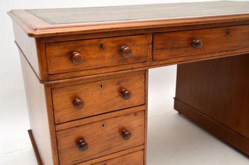 fig 2. Antique Victorian Mahogany Leather Top Pedestal Desk