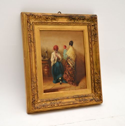 fig 1. Antique Oil Painting in Gilt Wood Frame