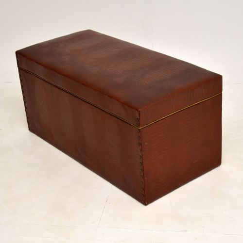 fig 1. Vintage Faux Crocodile Skin Blanket Chest / Ottoman