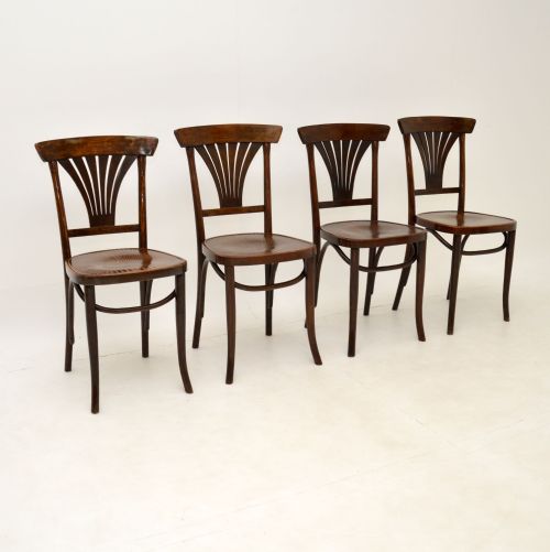 Set of 4 Antique Bentwood Cafe Dining Chairs
